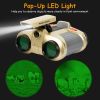 4X30 Kids Toy Night Vision Binoculars with Pop-Up LED Light Portable Neck Strap for Watching Hiking Travelling