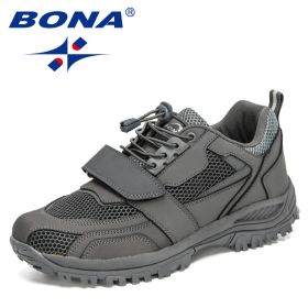 BONA 2022 New Designers Hiking Shoes Autumn Mountaineering Non-slip Footwear Men Trekking Sneakers Mansculino Walking Shoes (Color: Dark grey S gray, size: 8)